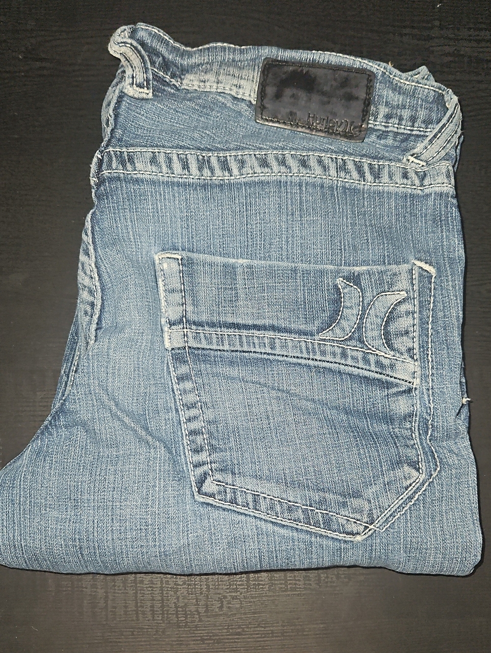 Hurley Faded Blue Denim Jeans with Back Pocket Logo